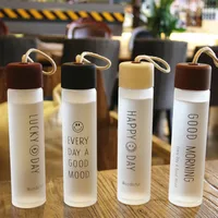 450ML Simple Fashion English Alphabet Smiley Water Bottle Outdoor Travel Portable Glass Lemon Juice Drinkware Bottle