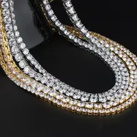 Blingbling CZ Diamond Iced Out Stainless Steel Tennis Chain Necklace