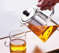 New Design Square Mini Borosilicate Glass Teapot With stainless Steel Strainer