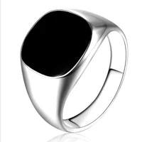 Wholesale Classic Black Gold Silver Plated Black Enamel Rings Men Vintage Punk Ring