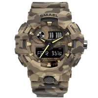 New Camouflage SMAEL 8001 Brand Military Watch Waterproof Stopwatch Chronograph Watches Men Wrist Digital LED Clock Reloj Hombre