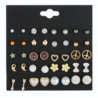 Cheap wholesale bulk mix earrings sets 20pairs/set Crystal zircon pineapple geometric pearl Love rose flower hoop stud earrings