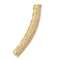 Hot Sale Triple Colors DIY Jewelry Accessories Micro Pave CZ Curved Tube Charm Spacer Bead Fit Jewelry Making