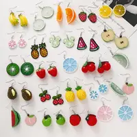 Creative Funny Foods Dessert Cartoon Earrings Biscuit Strawberry Cake Earrings Kawaii Fruit Cupcake Cute Women Girls Ear Jewelry