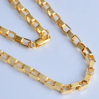 2017 New Designer Fashion Heavy 18k Yellow Gold Plated Mens Necklace European Curb Link Chain Jewelry Box Designer Link Chain