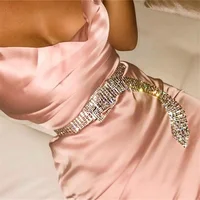 Shihan SH6009 2019 New Sexy Party Dancing Wear Silver Plated Bling Bling Crystal Rhinestone Net Hollow Belly Waist Chains