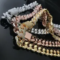 High quality prong cuban link chain Miami chain jewelry men