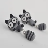 Cartoon animal earrings wholesale, handmade polymer clay earrings the grey bear