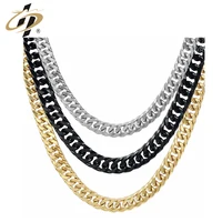 High Quality Men Chain Punk Black Gold Sliver Metal Cuban Necklaces