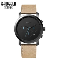 BAOGELA 1705  Men's Fashion Watch Casual Black Leather Strap Children Sports Quartz Wrist Watches Hot Sale Waterproof Watches