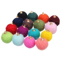 20mm random color wholesale Wool round ball earring parts charms earring findings for diy jewelry making supplies