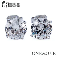 White Gold Plated 4mm-8mm Round Shape cubic zirconia earrings copper earrings