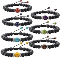7 Chakra Gemstone spiritual beads Men&Women Lava stone Stretch Diffuser Bracelet