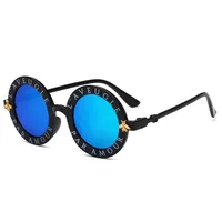 Fashion Steampunk Round Circle English Letters Bee Kids Sun Glasses Cute Vintage Boys Girls Sunglasses