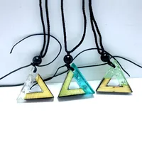 New solid wood resin pendant personality geometric triangle couple necklace jewelry custom wholesale FN40