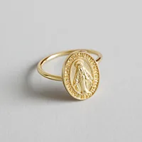 Resizable Index finger ring real gold plated Sterling silver Madonna round band ring