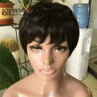 Pixie cut short wig 180% density100% human hair for black women