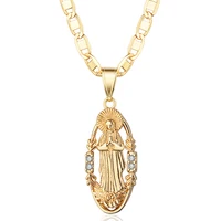 Catholicism Guadalupe Virgin Mary Cubic Zirconia Religious Gold Plated Pendant  for Women Jewelry