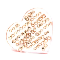36pairs Set Heart Gift Box Packing Cheap Plastic Gold Plating Imitation Pearl Covered Indian Earring