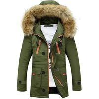 Winter Thick Hooded Fur Collar Army Overcoats Casual Women Men Jacket