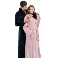 Wholesale New Winer Ready to Ship Ankle Length Shawl Collar Couple Pajamas Lady Sleepwear Thick Warm Flannel Fleece Bathrobe Men