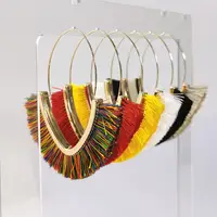 Xuping Free Shipping Wholesale Green Tassel Hoop Earrings Women New Tassel Earrings Handmade Trendy Oval Spike Jewelry