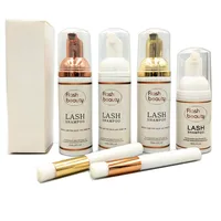 Natural eyelash shampoo foam and brush for lash extension cleaning daily use wholesale lash cleaner with brush sets