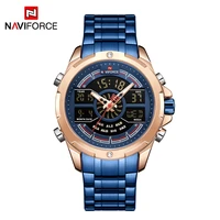 NAVIFORCE NF9170 Luxury Japan Movt Digital Quartz Chronograph Watches Stainless Steel Strap Luminous Men Watch