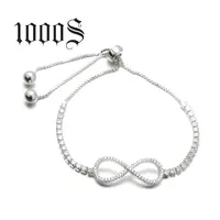 Fashion Jewelry Adjustable Rhodium Plated, Infinite Women Bangles 925 Sterling Silver Bracelet