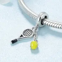 Real 925 sterling silver Love Sports Tennis and Rackets Pendants & Charms Fit Bracelet Jewelry making Wholesale lots bulk