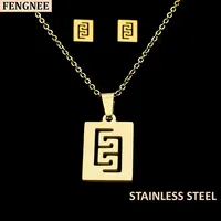fengnee bijoux Gold Color luxury Stainless Steel Jewelry sets For Women fashion Pendant star moon Necklace set