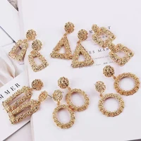 Big vintage 14K gold plated hanging statement earrings for women