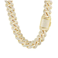 Miss Jewelry new design 19mm CZ iced out 18k plated gold chain men