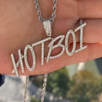Hip Hop iced out personal pendant Custom name diamond letter pendant necklace Brush font new style custom name pendant necklace
