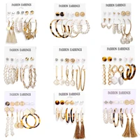 2019 fashion earring set jewelry gold pearl stud statement earring acrylic tassel hoop earrings for women