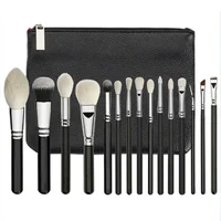 Miyaup 15pcs black color finger print makeup brush customized high quality premium powder artificial fiber hair cosmetics brush