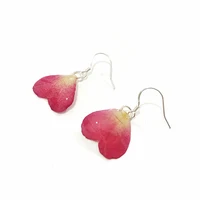 2019 New Natural Environmental Protection Real Flower Preservation 925 Silver Needle Love petals Pendant Earrings