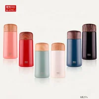 BIANLI100 Wholesale Stainless Steel 150ML Wooden Cover Mini Vacuum Flask Water Bottle With Tea Infuser 6827V