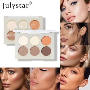 Beauty facial natural brightening three-dimensional six-Color_julystar long-lasting waterproof and sweat-proof matte blush all-in-one contouring palet