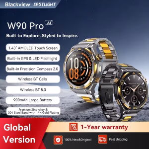 New Blackview W90 Pro GPS Smart Watch 1.43" HD AMOLED Display, 900mAh/ 20Days Standby Bluetooth Waterproof Sport Watch for Men