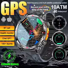 2026 New Military GPS Sports Smart Watch Build-in GPS Compass 10ATM Waterproof 1.56"AMOLED Screen Bluetooth Call Smartwatch Men