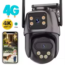 4G Sim Card Camera Outdoor 4K 8MP HD PTZ IP Camera Dual Screen Wifi Home Security Auto Tracking CCTV Video Surveillance iCSee