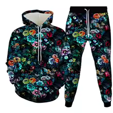 Fashion Floral Flower 3D Print Hoodies Pant Sets Men's Sweatshirts Sweatpants Streetwear Two Piece Suits Tracksuit Man Clothing
