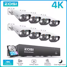 ZOSI 8CH POE Video Surveillance Kit 4K 8MP 5MP Super HD Outdoor IP Cameras AI Starlight Night Vision CCTV Security Camera System