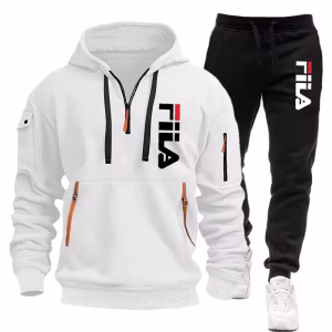 Autumn and Winter 2025 new men's hooded sweatshirt + pants two-piece set, outdoor multi-pocket men's pullover sportswear set