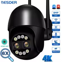 4K 8MP PTZ WiFi IP Camera Dual Lens Auto Tracking Night Vision 8X Digital Zoom Security Camera CCTV Video Surveillance Cameras