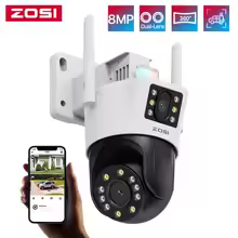 ZOSI C298 8MP/4MP Dual-Lens Wired WiFi PTZ Security Camera Outdoor Wide Angle 8X Hybrid Zoom AI Detection 360 Surveillane Camera