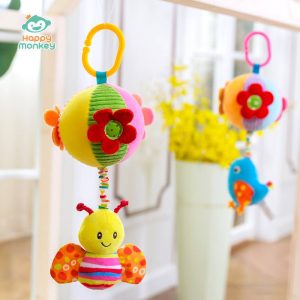 Happy monkey baby toys music pull bell bed bell baby car charm cute soothing baby toys
