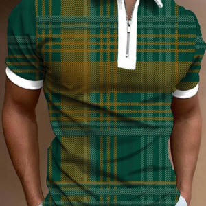 Men's Plaid Casual Polo Shirt