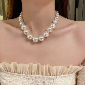 simple classical round cheap alloy Beaded necklace Pearl necklace fashion jewelry necklaces